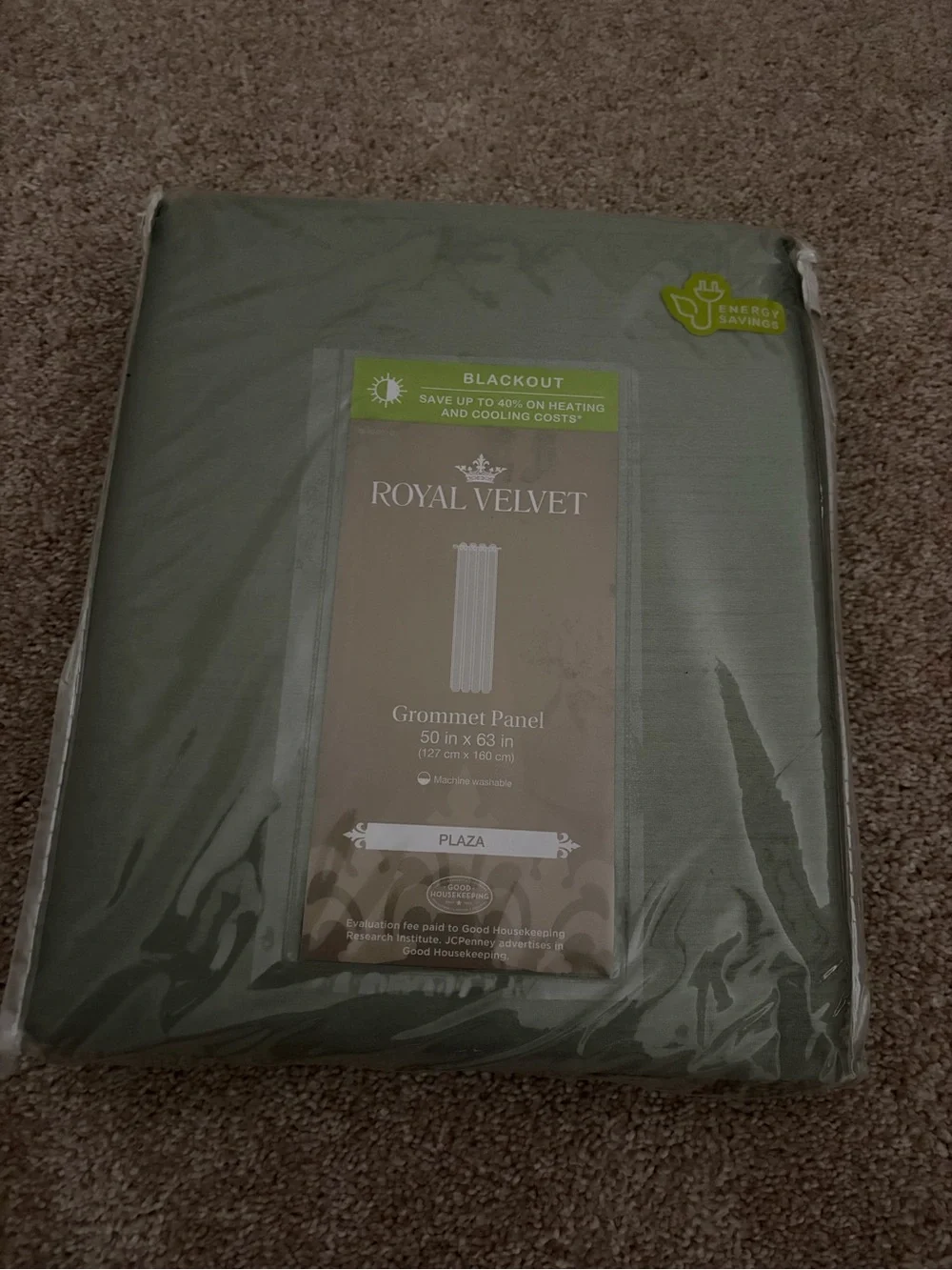 Royal Velvet Sage Green Blackout Grommet Curtain Panel